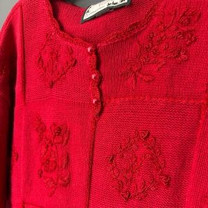 Vintage‎ Private Collection Carolina Colours Women's Red Knit Christmas Sweater